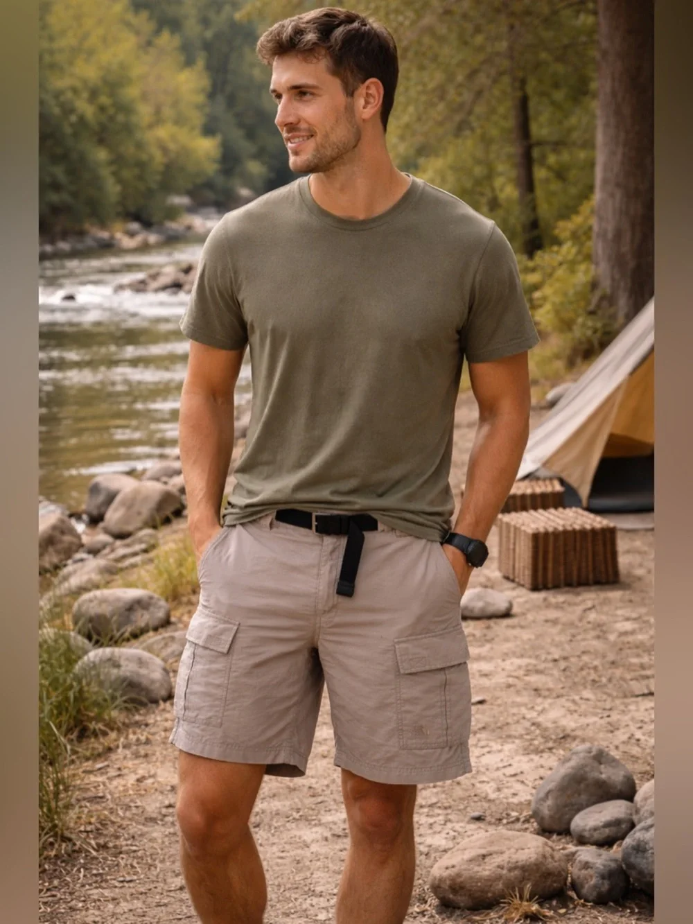The North Face Cargo Shorts Mens L Belted Hiking Outdoor Nylon